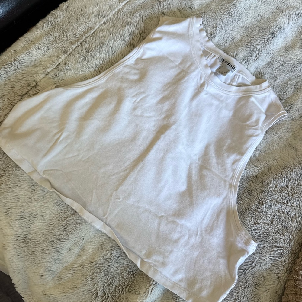 Forever 21 White Muscle Tee